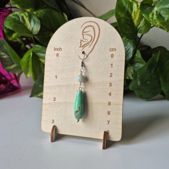 Green Opal Handmade Earrings with Amazonite - Picture 3 of 3